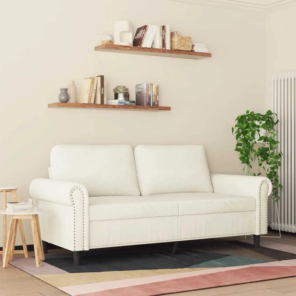 Dvivietė sofa, kreminės spalvos, 140cm, aksomas