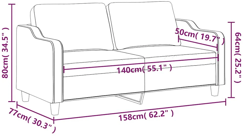 Dvivietė sofa, kreminės spalvos, 140cm, audinys