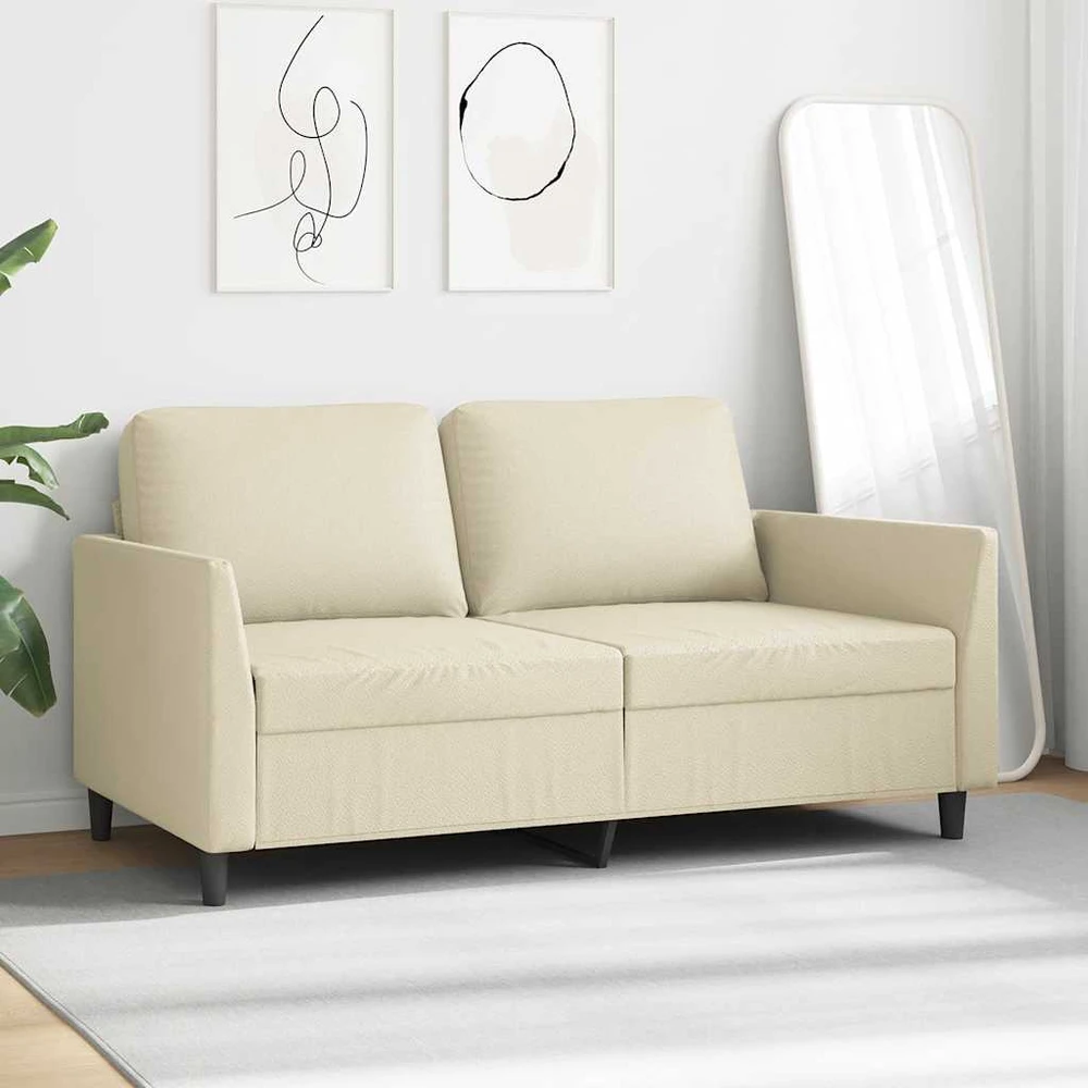 Dvivietė sofa, kreminės spalvos, 140cm, dirbtinė oda