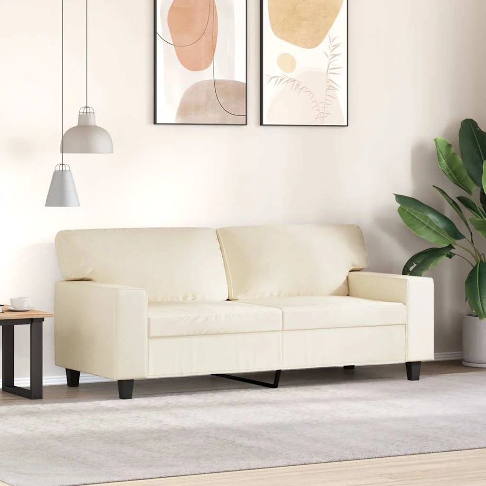 Dvivietė sofa, kreminės spalvos, 140cm, dirbtinė oda