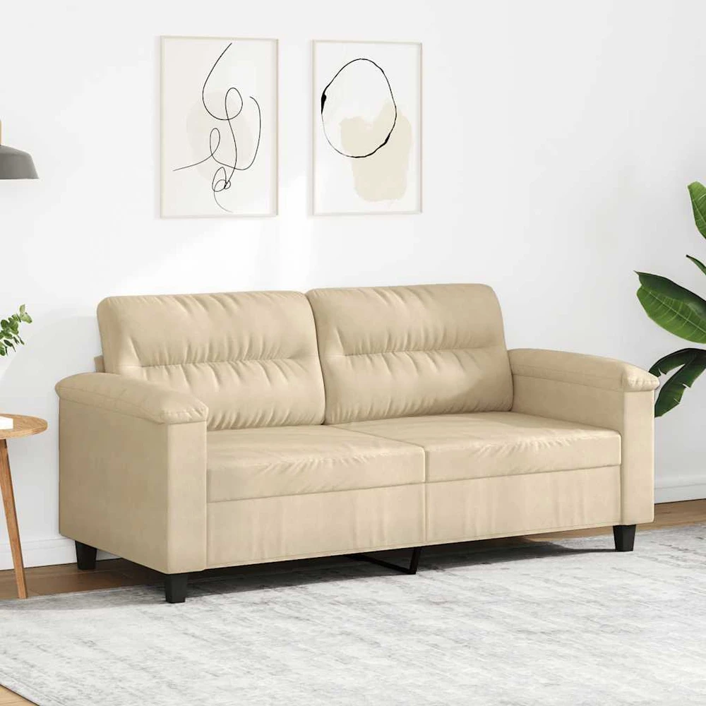 Dvivietė sofa, kreminės spalvos, 140cm, mikropluošto audinys