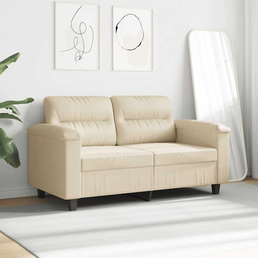 Dvivietė sofa, kreminės spalvos, 140cm, mikropluošto audinys