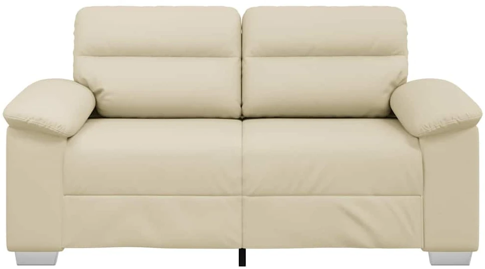Dvivietė sofa, kreminės spalvos, 160x81x84 cm, dirbtinė oda