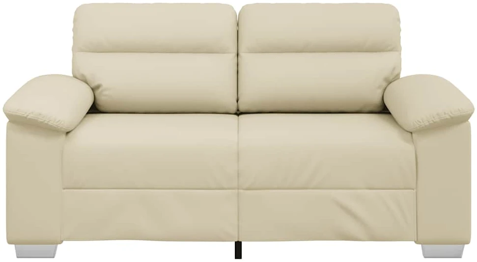 Dvivietė sofa, kreminės spalvos, 160x81x84 cm, dirbtinė oda