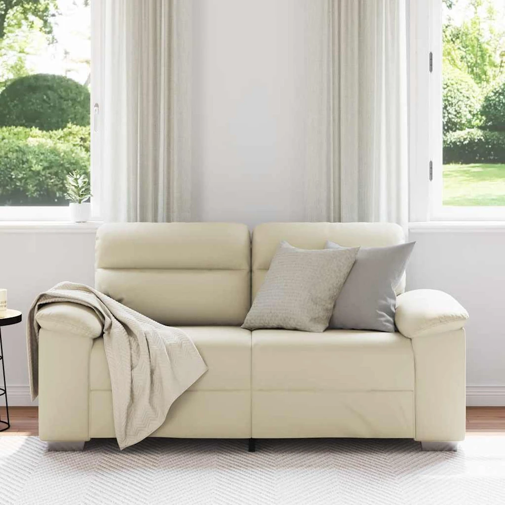 Dvivietė sofa, kreminės spalvos, 160x81x84 cm, dirbtinė oda