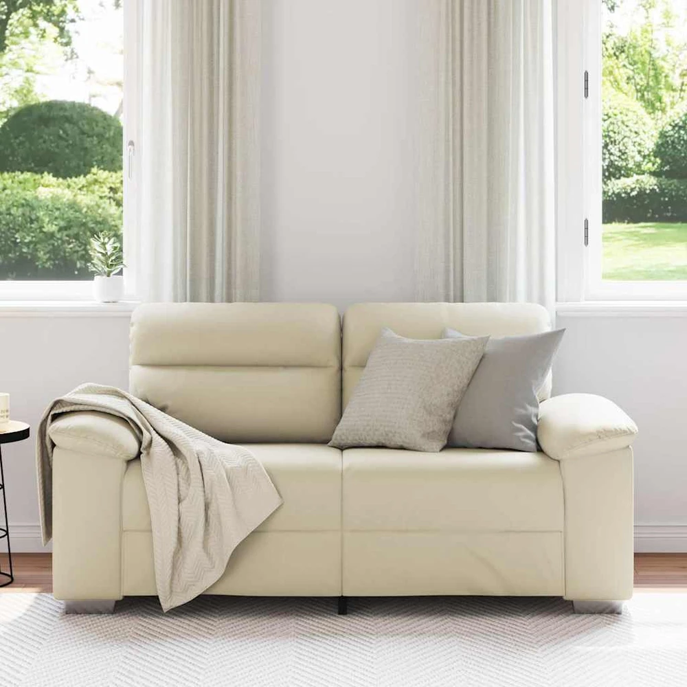 Dvivietė sofa, kreminės spalvos, 160x81x84 cm, dirbtinė oda