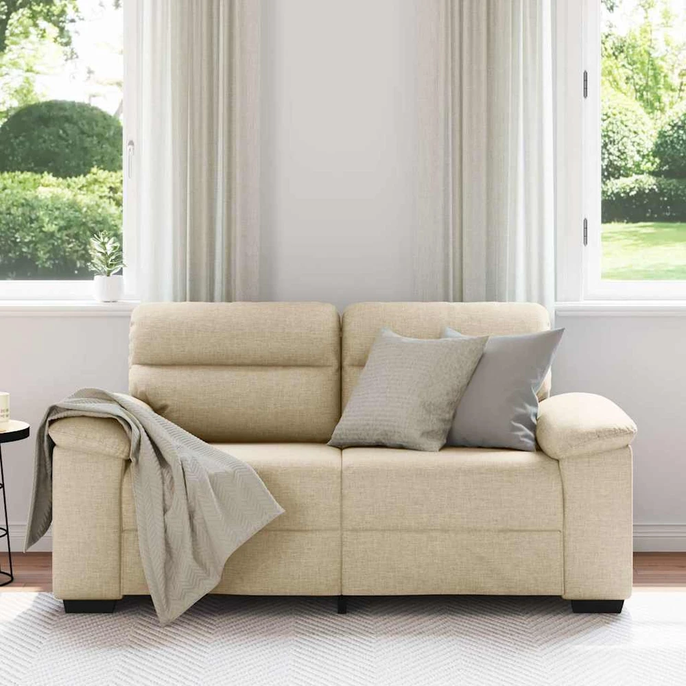 Dvivietė sofa, kreminės spalvos, 160x81x84 cm, audinys