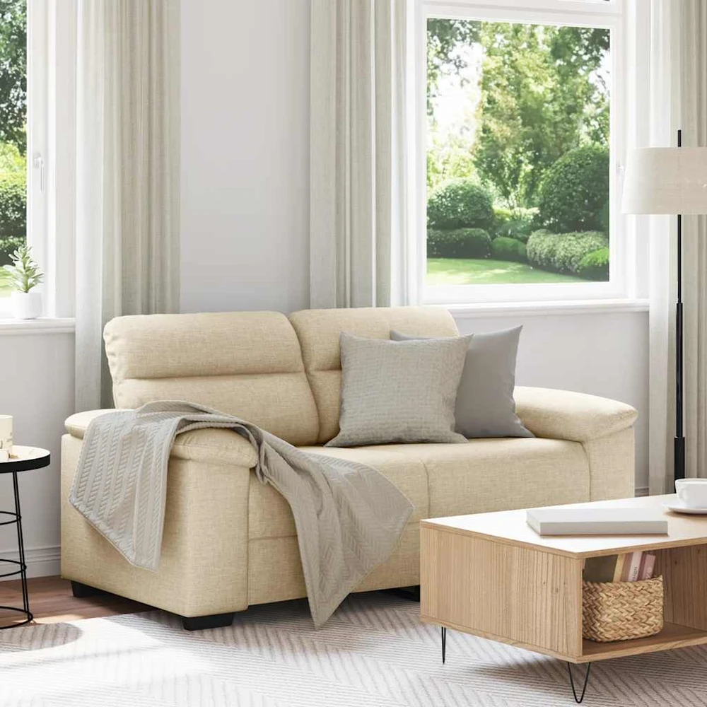 Dvivietė sofa, kreminės spalvos, 160x81x84 cm, audinys