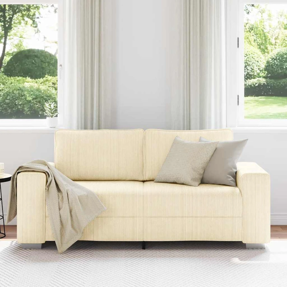 Dvivietė sofa, kreminės spalvos, 180x77x82 cm, velvetas, audinys