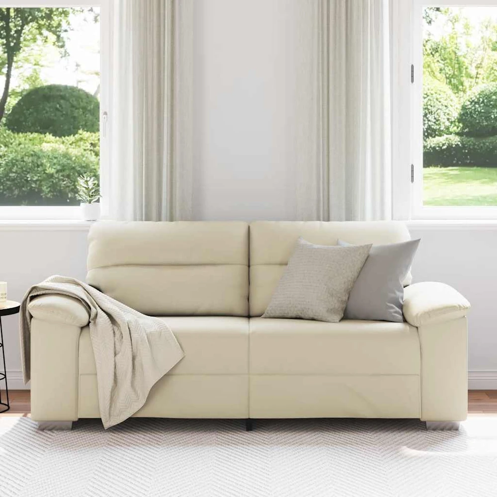 Dvivietė sofa, kreminės spalvos, 180x81x84 cm, dirbtinė oda