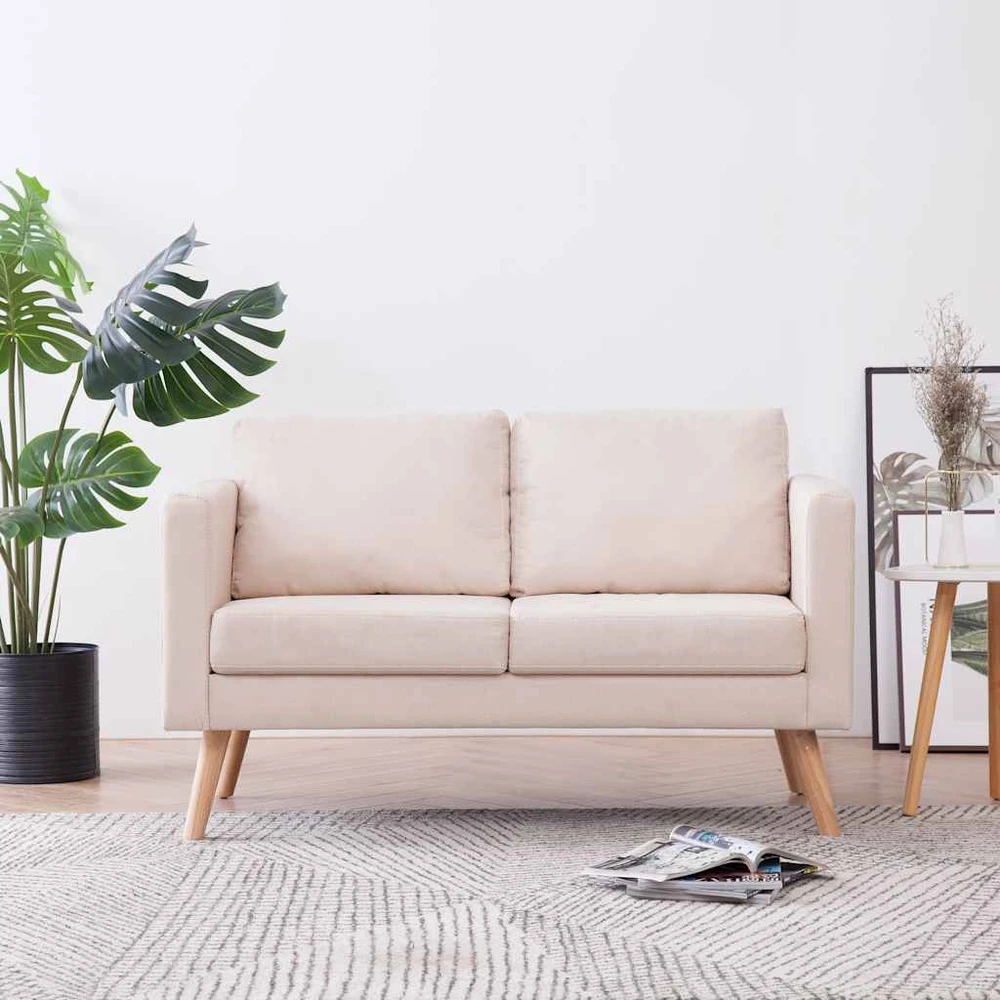 Dvivietė sofa, kreminės spalvos, audinys
