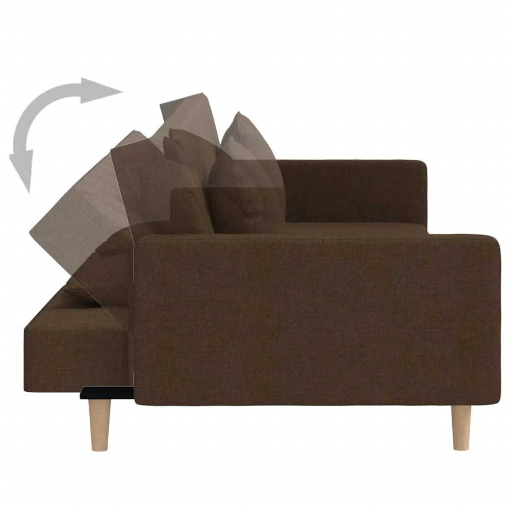 Dvivietė sofa-lova dvejomis pagalvėmis, rudos spalvos, audinys