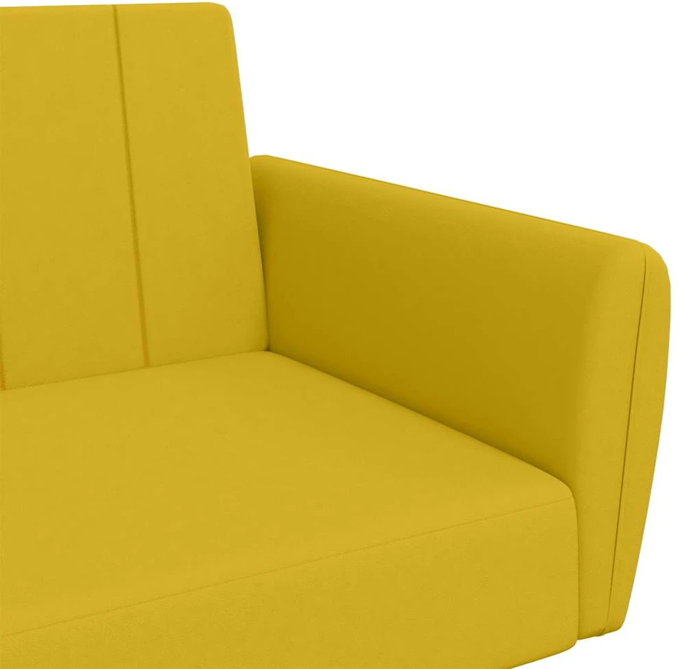 Dvivietė sofa-lova, geltonos spalvos, aksomas