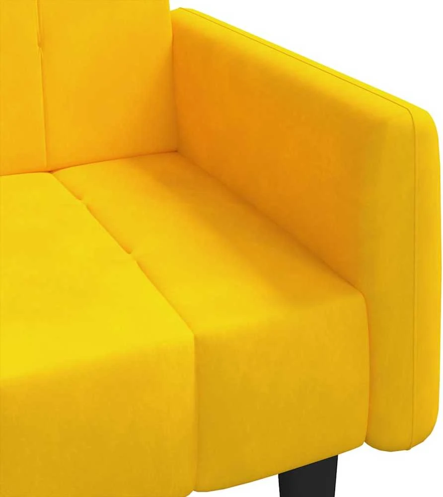 Dvivietė sofa-lova, geltonos spalvos, aksomas