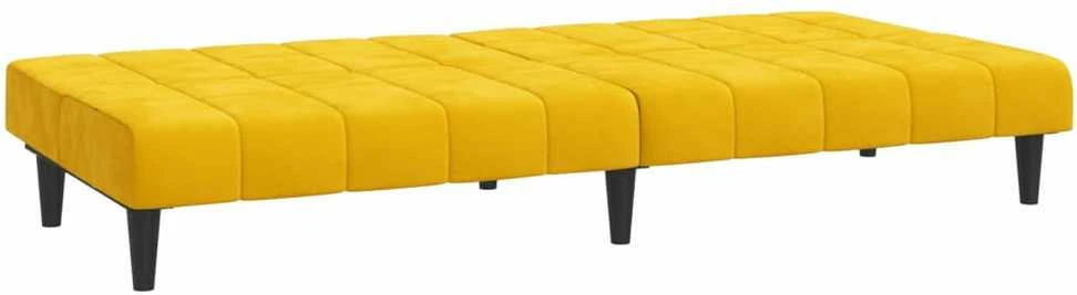 Dvivietė sofa-lova, geltonos spalvos, aksomas