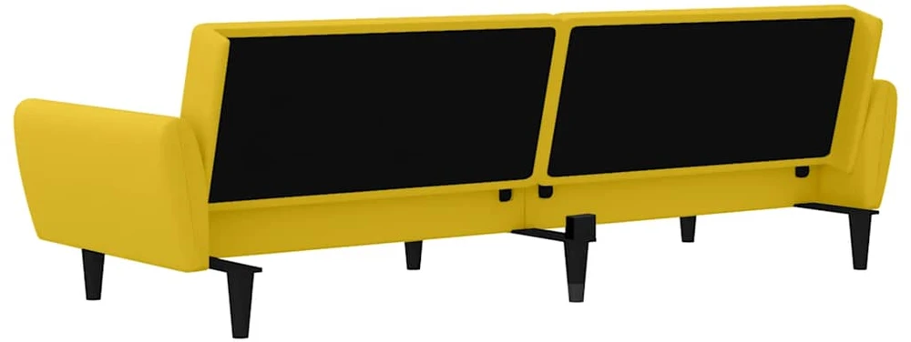 Dvivietė sofa-lova, geltonos spalvos, aksomas