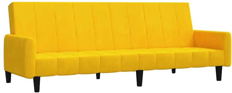Dvivietė sofa-lova, geltonos spalvos, aksomas
