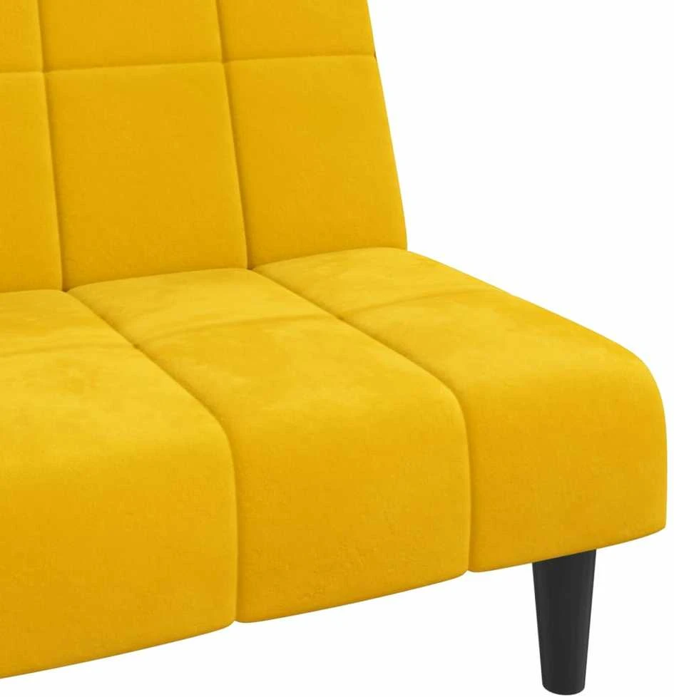Dvivietė sofa-lova, geltonos spalvos, aksomas
