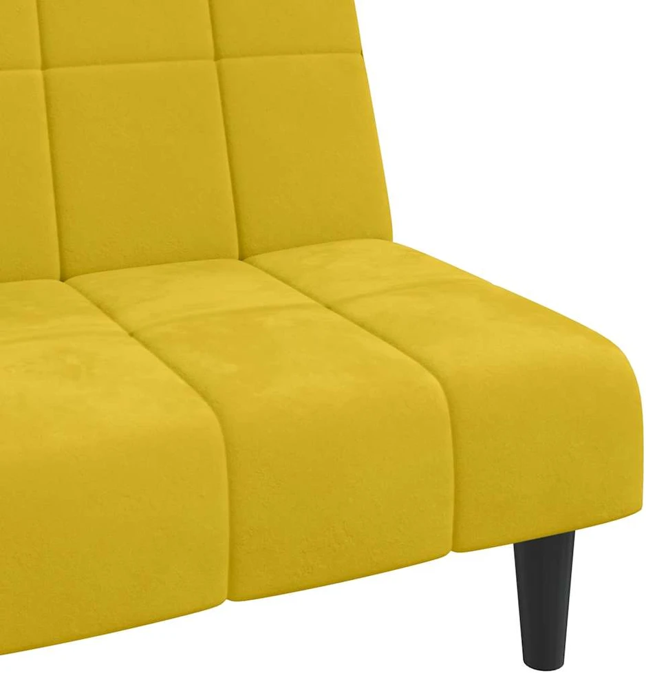 Dvivietė sofa-lova, geltonos spalvos, aksomas