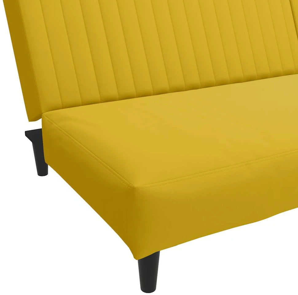 Dvivietė sofa-lova, geltonos spalvos, aksomas