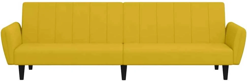 Dvivietė sofa-lova, geltonos spalvos, aksomas