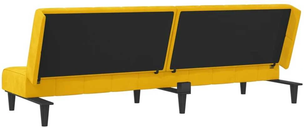 Dvivietė sofa-lova, geltonos spalvos, aksomas