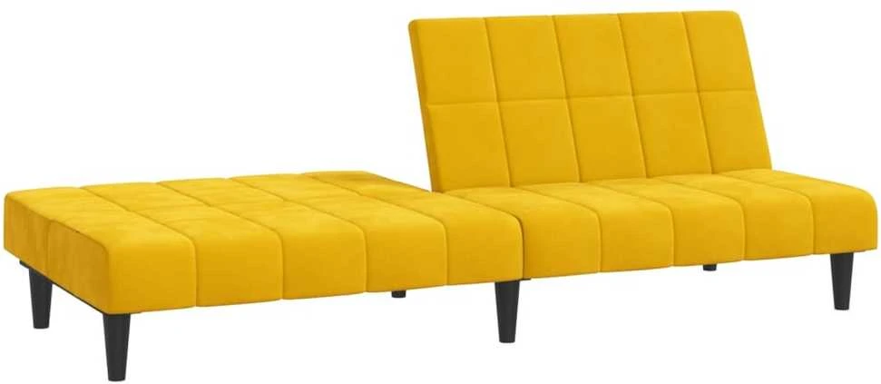 Dvivietė sofa-lova, geltonos spalvos, aksomas