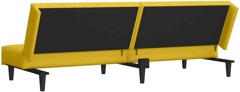Dvivietė sofa-lova, geltonos spalvos, aksomas
