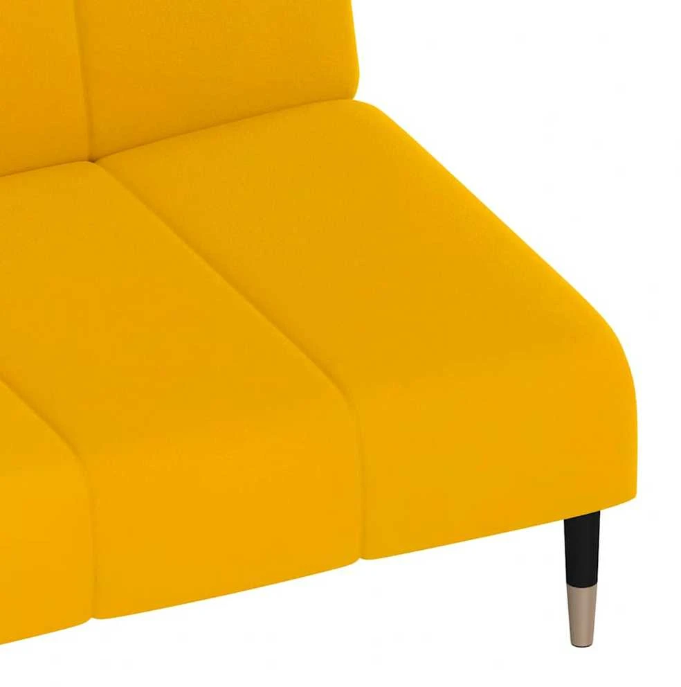 Dvivietė sofa-lova, geltonos spalvos, aksomas