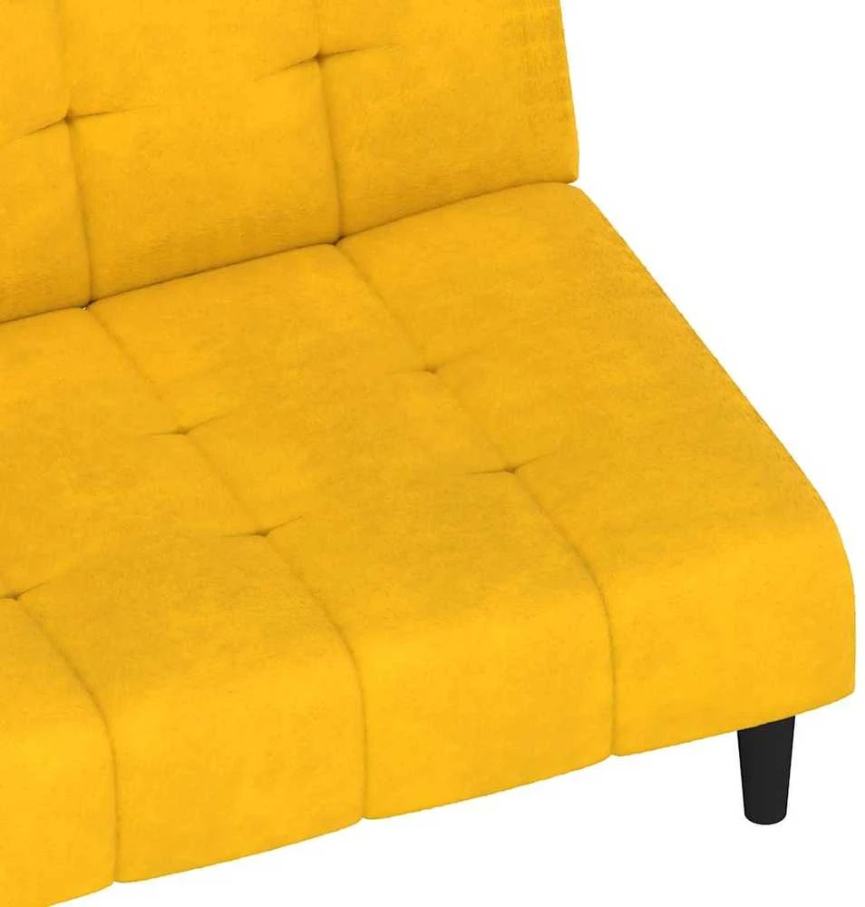 Dvivietė sofa-lova, geltonos spalvos, aksomas