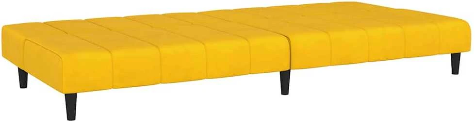 Dvivietė sofa-lova, geltonos spalvos, aksomas