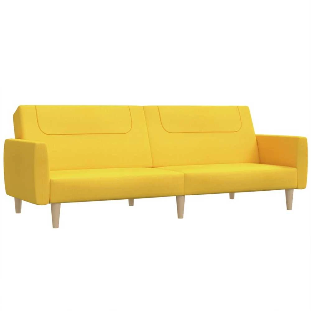 Dvivietė sofa-lova, geltonos spalvos, audinys