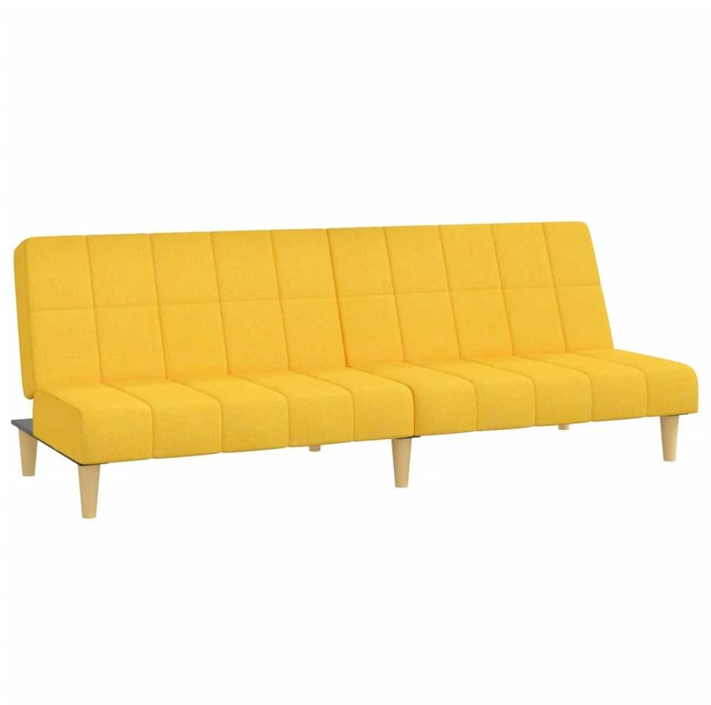 Dvivietė sofa-lova, geltonos spalvos, audinys
