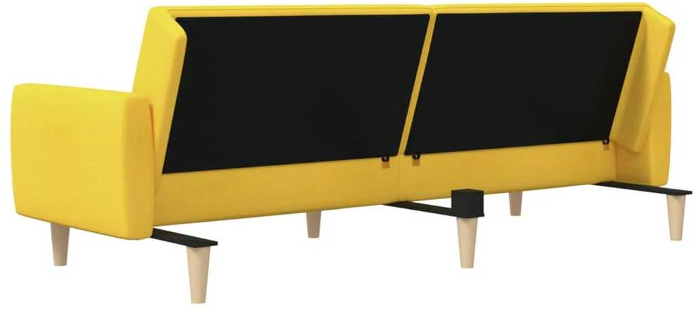 Dvivietė sofa-lova, geltonos spalvos, audinys