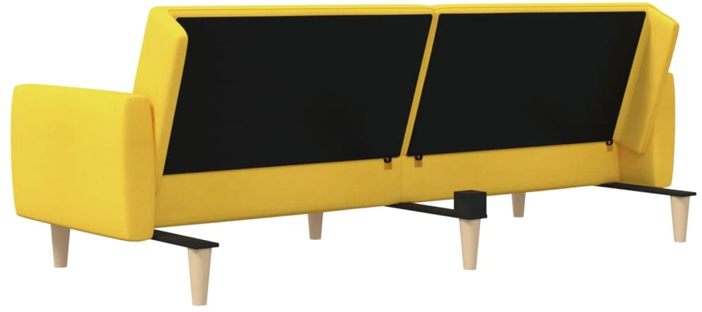 Dvivietė sofa-lova, geltonos spalvos, audinys