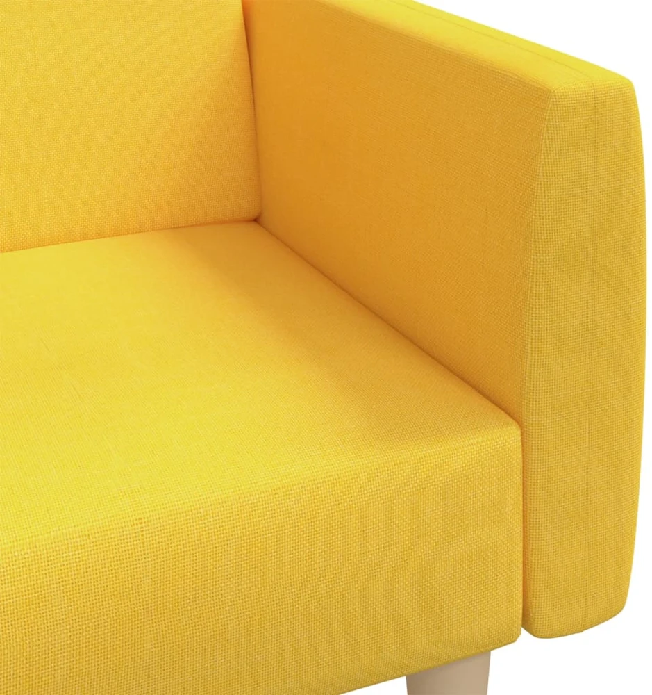 Dvivietė sofa-lova, geltonos spalvos, audinys