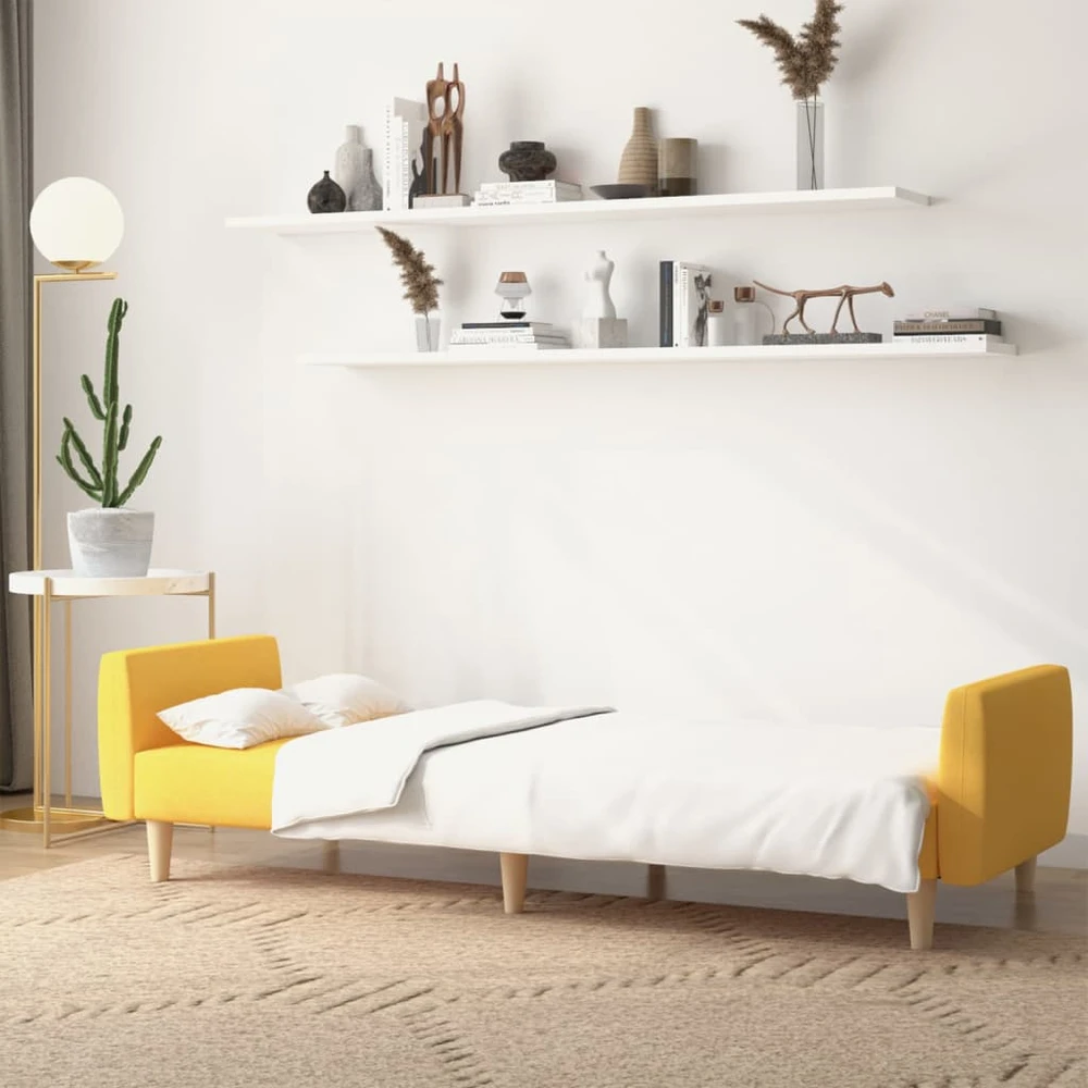 Dvivietė sofa-lova, geltonos spalvos, audinys