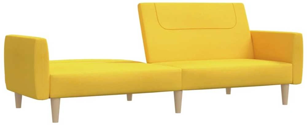 Dvivietė sofa-lova, geltonos spalvos, audinys