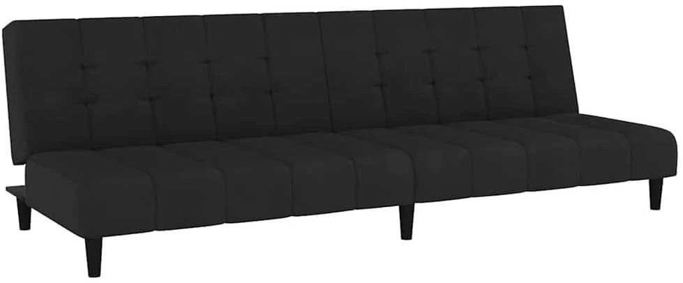 Dvivietė sofa-lova, juodos spalvos, aksomas