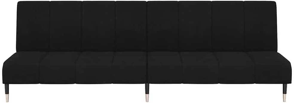Dvivietė sofa-lova, juodos spalvos, aksomas