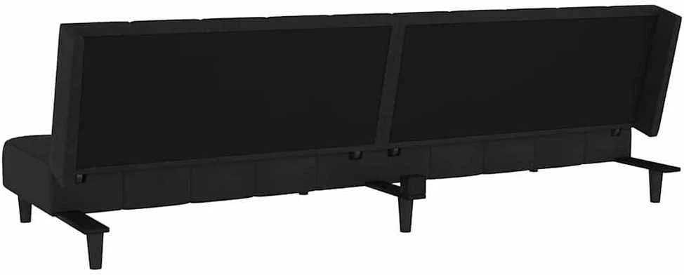 Dvivietė sofa-lova, juodos spalvos, aksomas