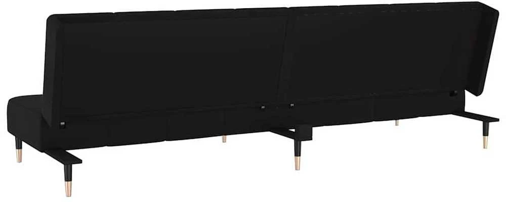 Dvivietė sofa-lova, juodos spalvos, aksomas