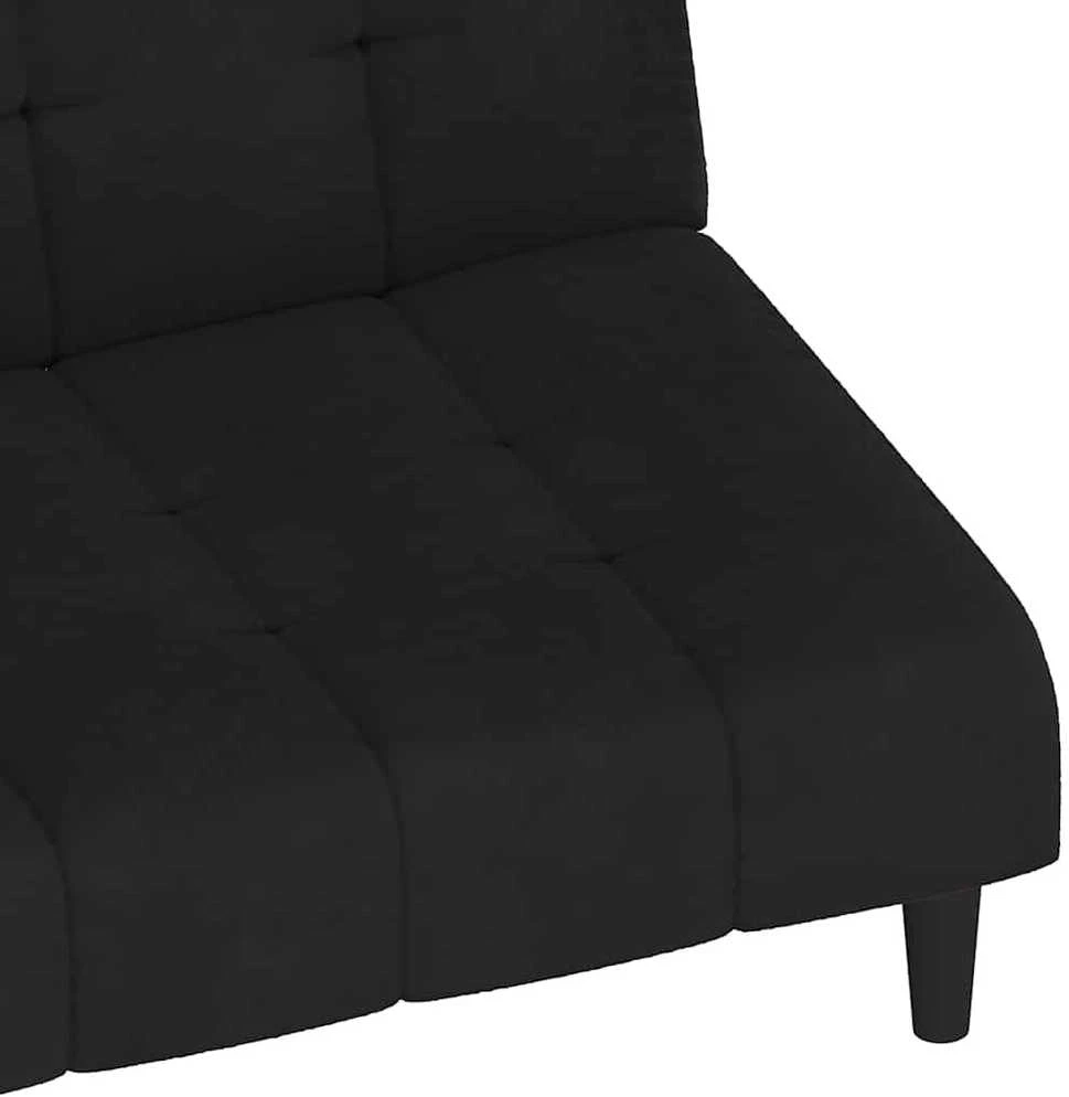Dvivietė sofa-lova, juodos spalvos, aksomas