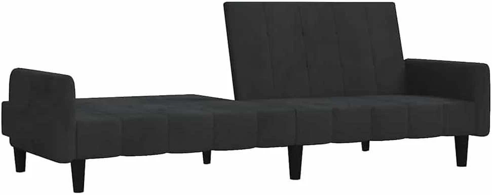 Dvivietė sofa-lova, juodos spalvos, aksomas