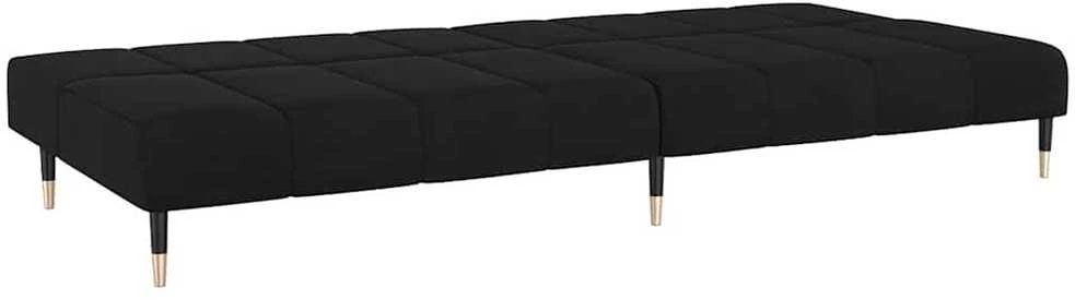 Dvivietė sofa-lova, juodos spalvos, aksomas
