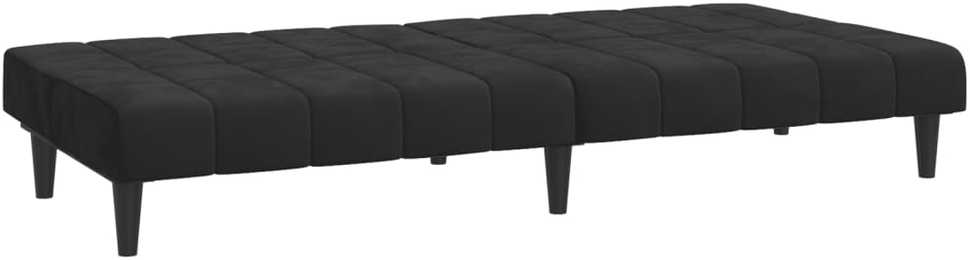 Dvivietė sofa-lova, juodos spalvos, aksomas