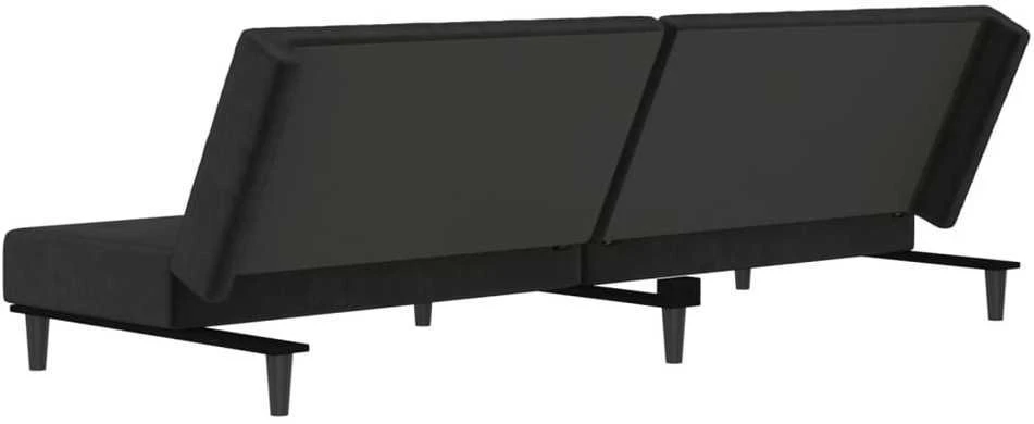 Dvivietė sofa-lova, juodos spalvos, aksomas