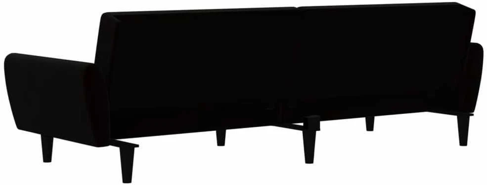 Dvivietė sofa-lova, juodos spalvos, aksomas