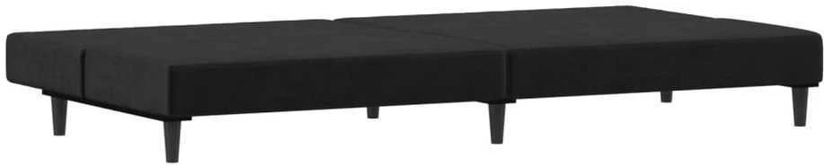 Dvivietė sofa-lova, juodos spalvos, aksomas