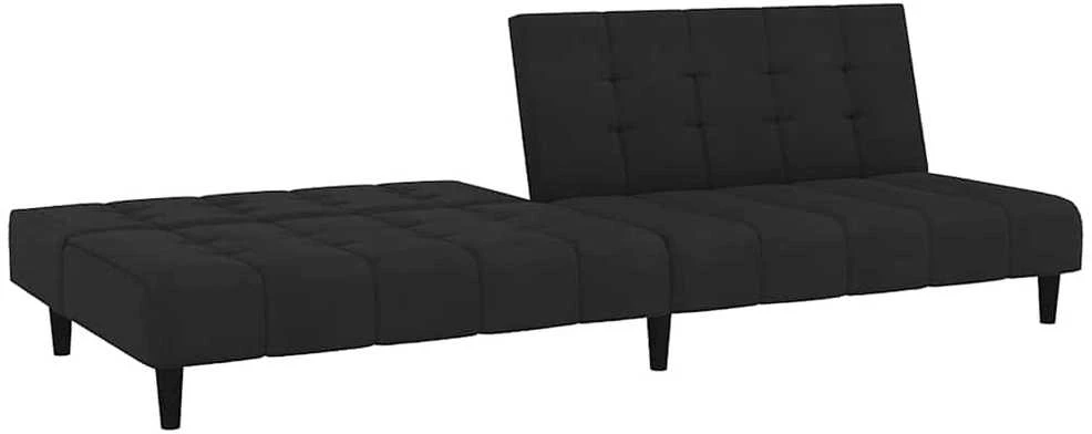 Dvivietė sofa-lova, juodos spalvos, aksomas